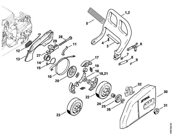 Moto-serras a gasolina (MS) 018 Protector, Freio de corrente da marca Stihl