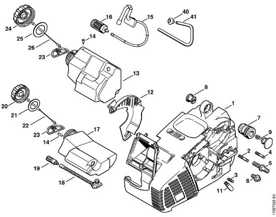 Moto-serras a gasolina (MS) 019 T Cárter do motor da marca Stihl