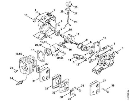 Moto-serras a gasolina (MS) 020 (1114) Caixa da cambota, Cilindro da marca Stihl