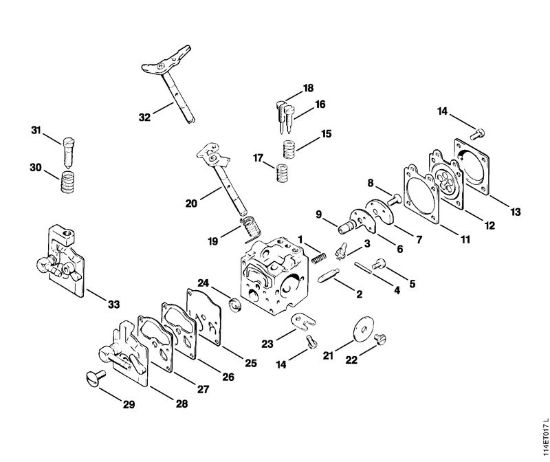 Moto-serras a gasolina (MS) 020 (1114) Carburador WA-1, WA-86 (36.80) da marca Stihl
