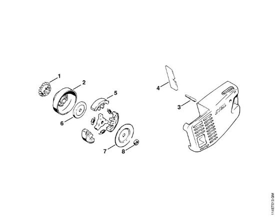 Moto-serras a gasolina (MS) 020 (1114) Embreagem (39.81), (2.80) da marca Stihl
