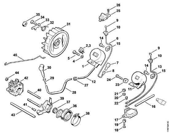 Moto-serras a gasolina (MS) 020 (1114) Sistema de ignição da marca Stihl