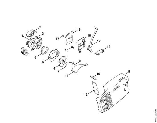 Moto-serras a gasolina (MS) 020 (1114) Travão da corrente com embreagem de separação (2.80) da marca Stihl