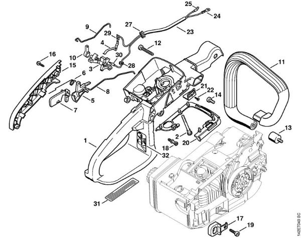 Moto-serras a gasolina (MS) 020 (1129) Caixa do cabo 020 da marca Stihl