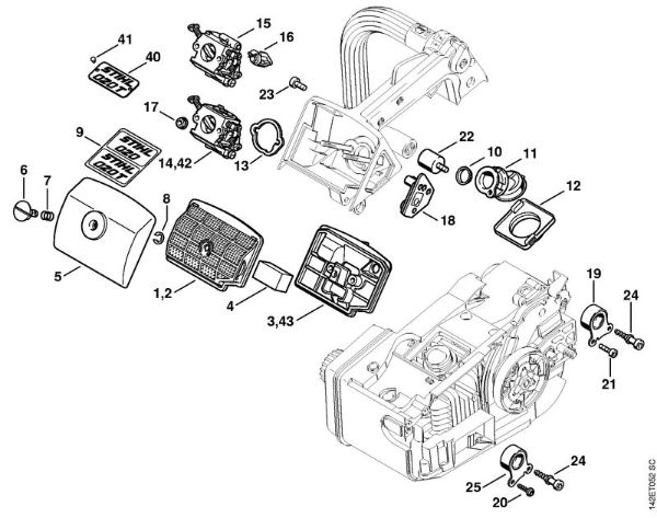 Moto-serras a gasolina (MS) 020 T Filtro de ar 020 T da marca Stihl