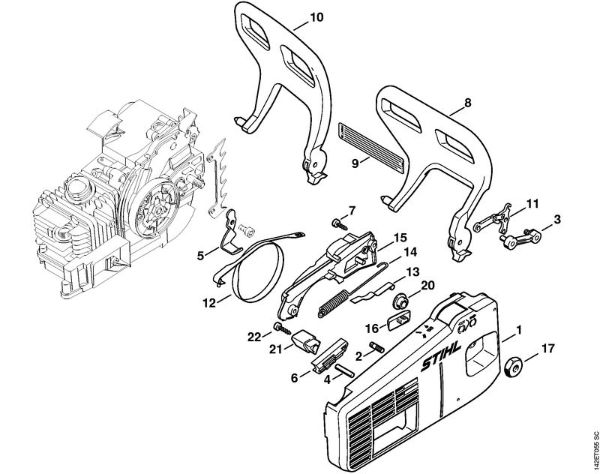 Moto-serras a gasolina (MS) 020 T Tampa do carreto da marca Stihl