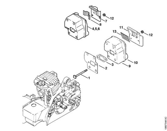 Moto-serras a gasolina (MS) 021 Silenciador da marca Stihl