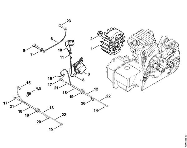 Moto-serras a gasolina (MS) 023 Sistema de ignição da marca Stihl