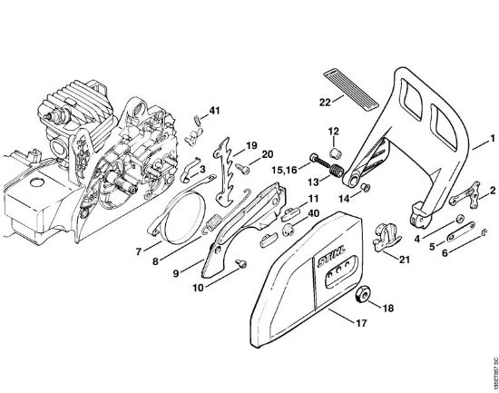 Moto-serras a gasolina (MS) 023 L Freio da corrente da marca Stihl
