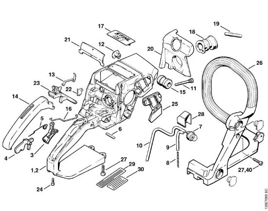 Moto-serras a gasolina (MS) 023 Z Caixa do cabo da marca Stihl