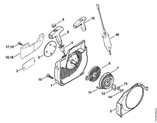 Moto-serras a gasolina (MS) 023 Z Dispositivo de arranque da marca Stihl