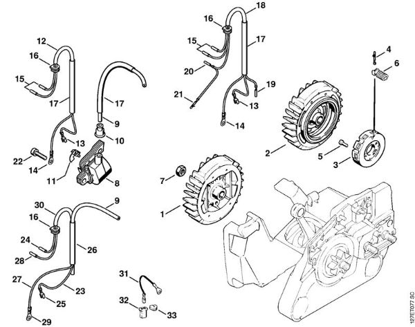 Moto-serras a gasolina (MS) 024 Sistema de ignição da marca Stihl