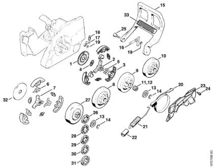Moto-serras a gasolina (MS) 024 S Embreagem, Pinhão da marca Stihl