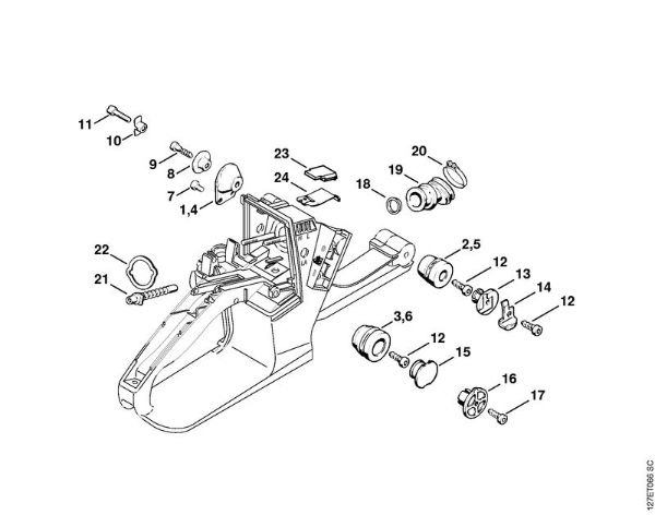 Moto-serras a gasolina (MS) 024 S Sistema anti-vibratório da marca Stihl