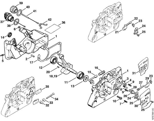 Moto-serras a gasolina (MS) 024 SWVH Caixa da cambota da marca Stihl