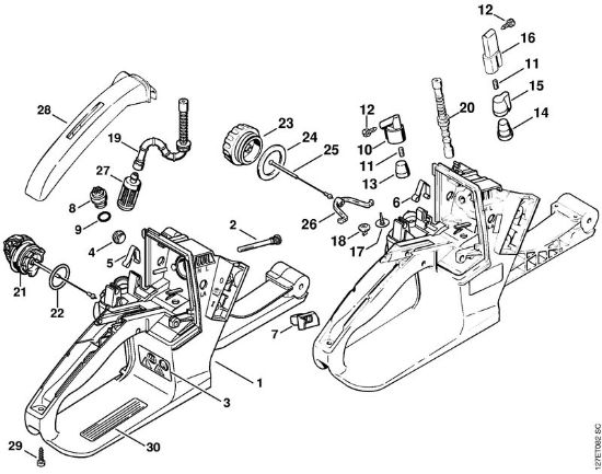 Moto-serras a gasolina (MS) 024 SWVH Caixa do tanque da marca Stihl