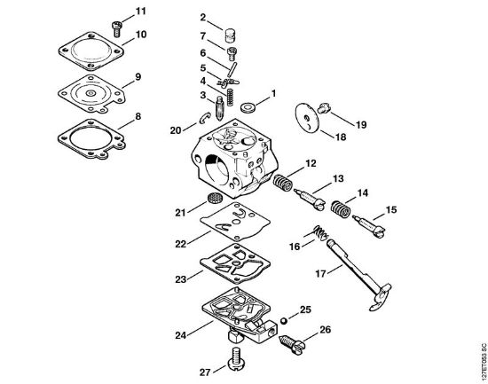 Moto-serras a gasolina (MS) 024 SWVH Carburador WT-110 da marca Stihl