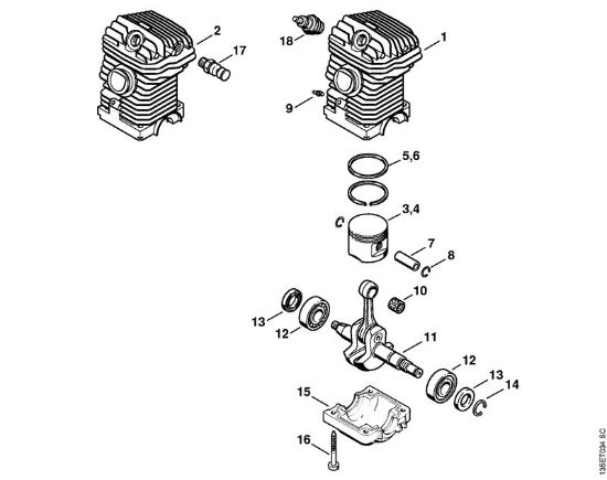 Moto-serras a gasolina (MS) 025 Mecanismo propulsor 025 da marca Stihl