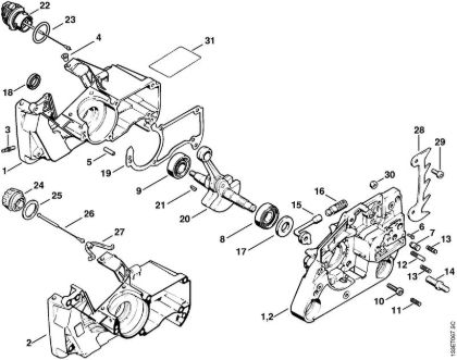 Moto-serras a gasolina (MS) 026 C Caixa da cambota da marca Stihl