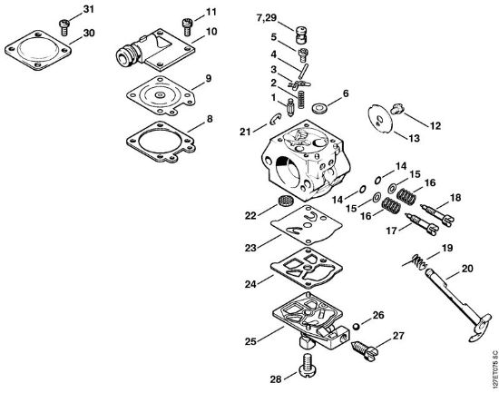 Moto-serras a gasolina (MS) 026 C Carburador WT-426 da marca Stihl