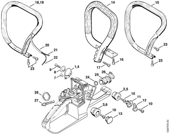 Moto-serras a gasolina (MS) 026 C Sistema anti-vibratório da marca Stihl