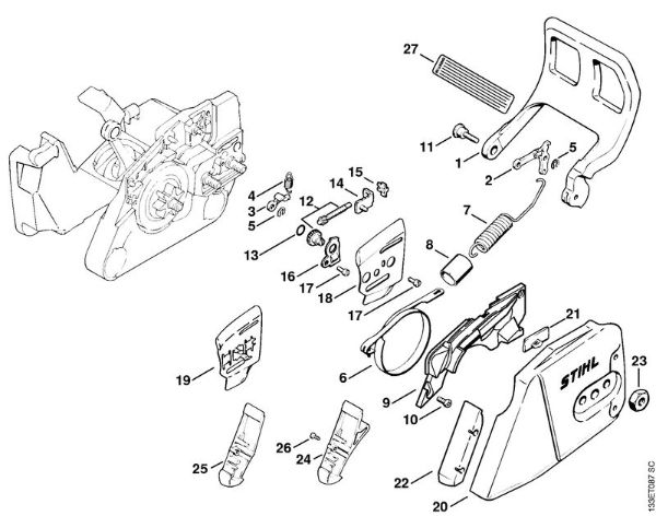 Moto-serras a gasolina (MS) 026 W Freio da corrente da marca Stihl
