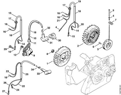 Moto-serras a gasolina (MS) 026 W Sistema de ignição da marca Stihl