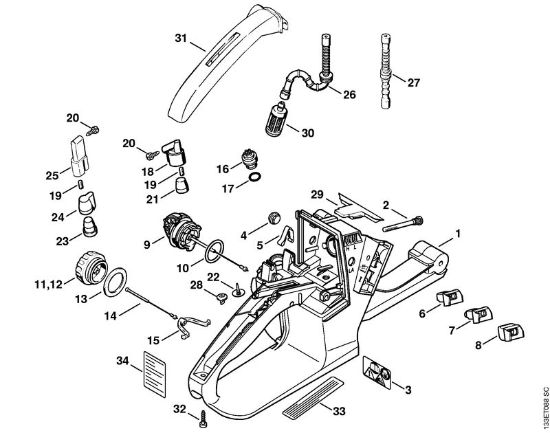 Moto-serras a gasolina (MS) 026 WVH Caixa do tanque da marca Stihl