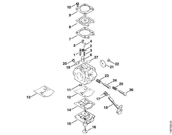 Moto-serras a gasolina (MS) 028 Carburador WT-16 da marca Stihl