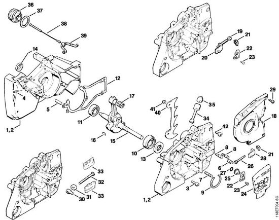 Moto-serras a gasolina (MS) 028 W Caixa da cambota, Cambota da marca Stihl