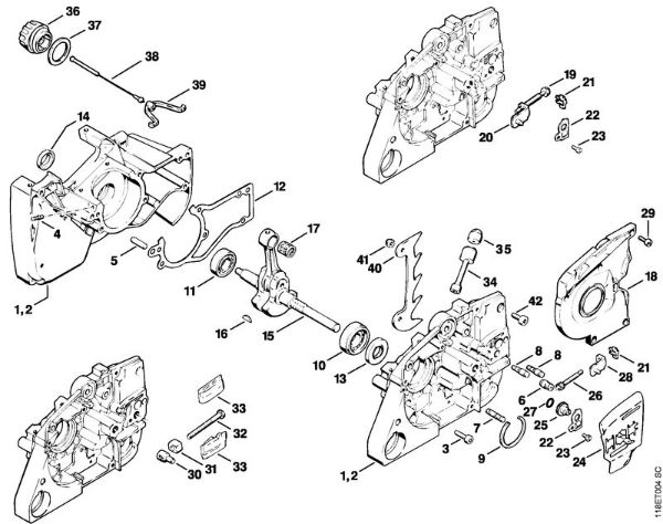 Moto-serras a gasolina (MS) 028 WB Caixa da cambota, Cambota da marca Stihl