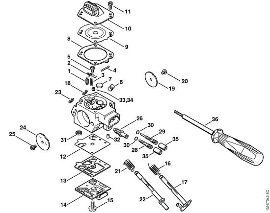 Moto-serras a gasolina (MS) 029 Carburador HD-18, HD-21 (sólo EUA) da marca Stihl