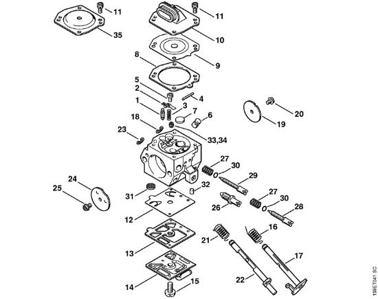 Moto-serras a gasolina (MS) 029 Carburador HD-19 da marca Stihl