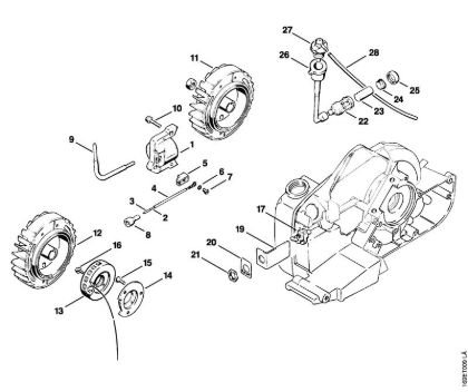 Moto-serras a gasolina (MS) 032 AV Aparelho de comando, Cabeçote de aspiração da marca Stihl