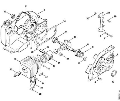 Moto-serras a gasolina (MS) 032 AVQ Caixa da cambota, Cilindro da marca Stihl