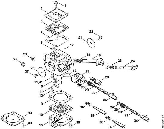 Moto-serras a gasolina (MS) 034 Carburador C3A-S39 da marca Stihl