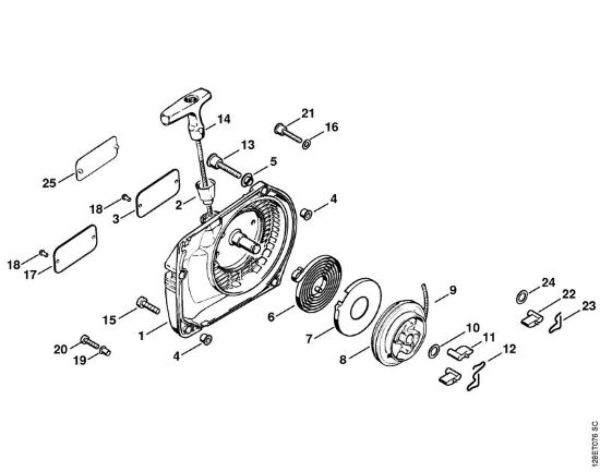 Moto-serras a gasolina (MS) 034 S Dispositivo de arranque (31.2001) da marca Stihl