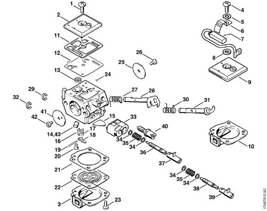Moto-serras a gasolina (MS) 036 Arctic Carburador C3A-S39, C3A-S52 da marca Stihl