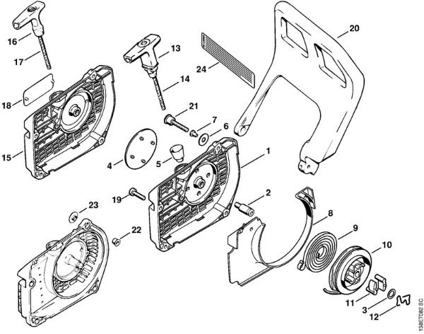 Moto-serras a gasolina (MS) 036 Arctic Dispositivo de arranque da marca Stihl