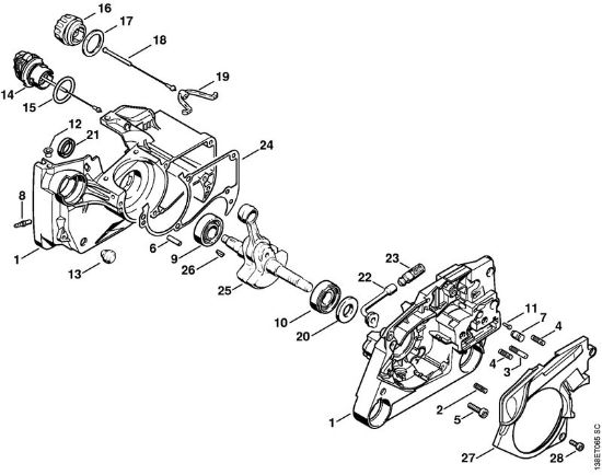 Moto-serras a gasolina (MS) 036 BR Caixa da cambota da marca Stihl