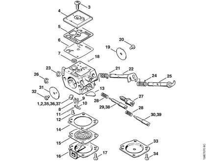Moto-serras a gasolina (MS) 036 BR Carburador C3A-S31, C3A-S65 da marca Stihl