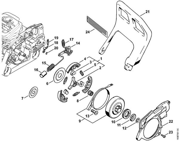 Moto-serras a gasolina (MS) 036 QS Embreagem, Freio da corrente da marca Stihl