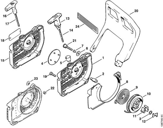 Moto-serras a gasolina (MS) 036 W Dispositivo de arranque da marca Stihl