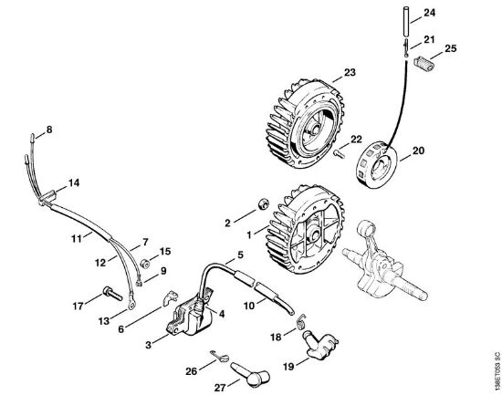 Moto-serras a gasolina (MS) 036 W Sistema de ignição da marca Stihl