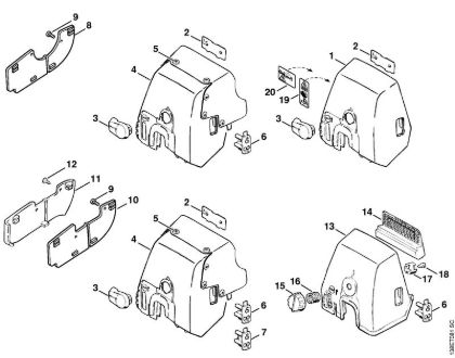 Moto-serras a gasolina (MS) 036 W Tampa da caixa do carburador da marca Stihl