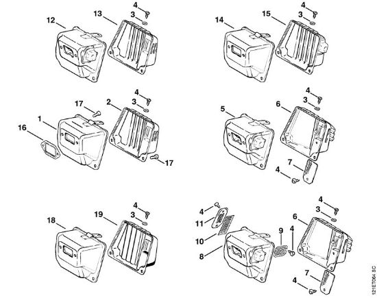 Moto-serras a gasolina (MS) 038 Silenciador da marca Stihl