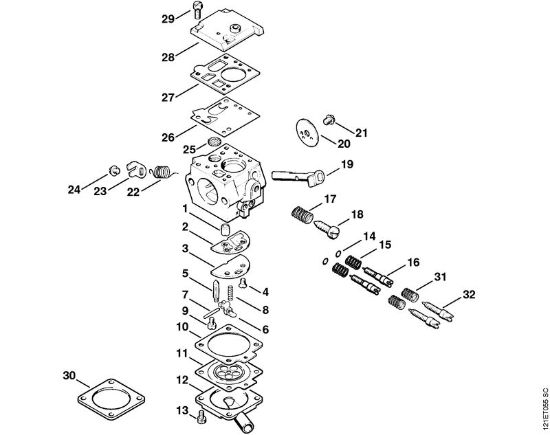 Moto-serras a gasolina (MS) 038 FB Carburador Bing 48A101 (50.2008) da marca Stihl