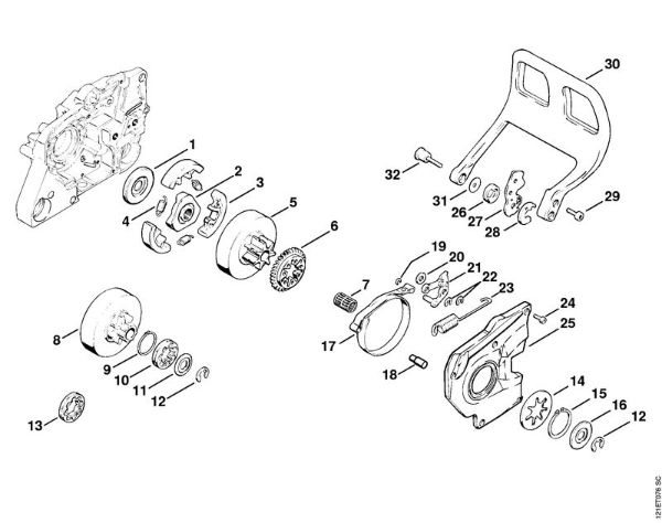 Moto-serras a gasolina (MS) 038 MW Embreagem da marca Stihl