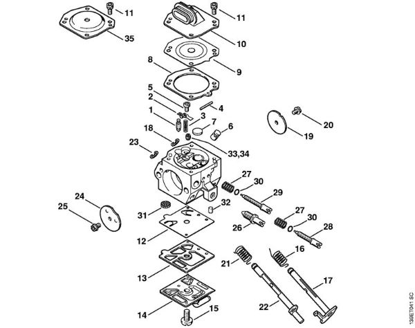 Moto-serras a gasolina (MS) 039 Carburador HD-19 da marca Stihl