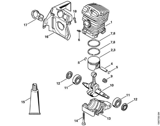 Moto-serras a gasolina (MS) 039 Cilindro 029 da marca Stihl